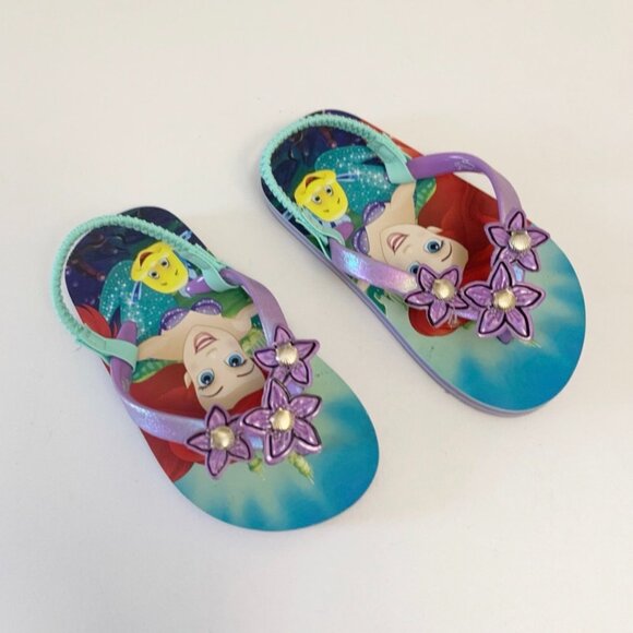 Disney Little Mermaid Flip Flop Sandals ~ 7/8 - Picture 1 of 10